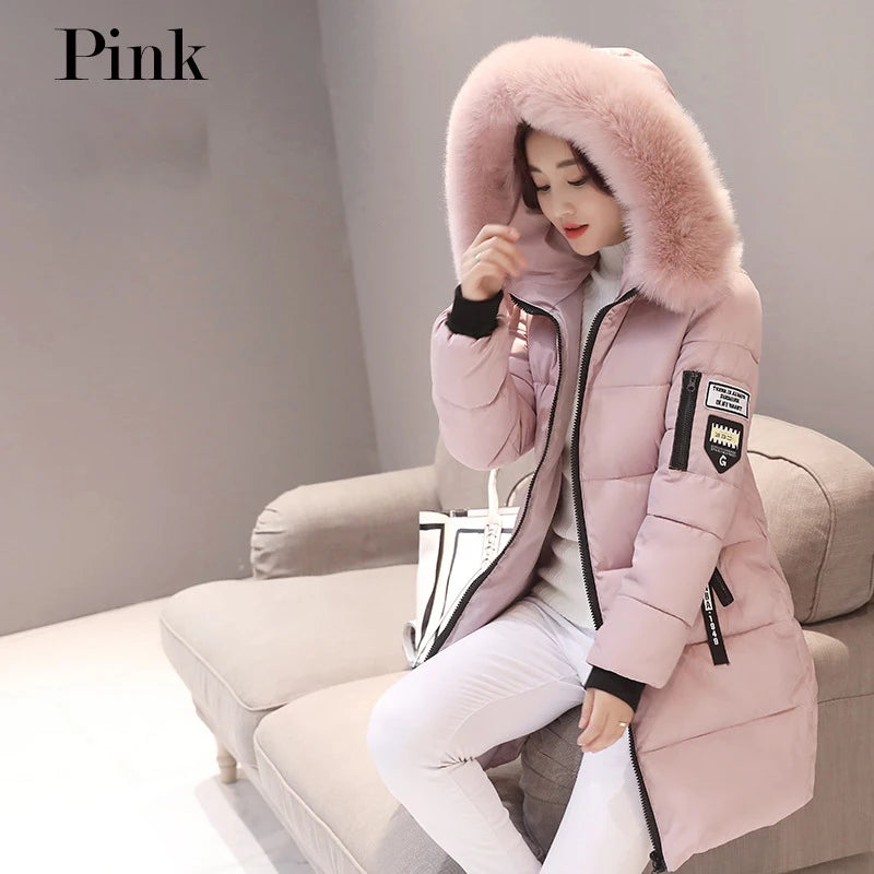 Parka Invierno Cuello Pelo Capucha - Abrigo Largo Cálido Elegante Mujer