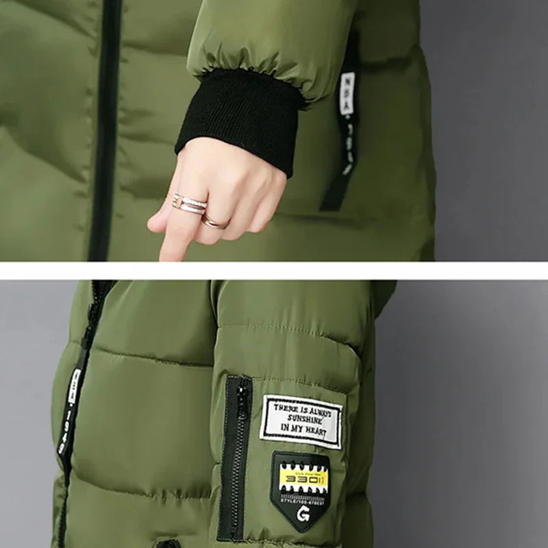 Parka Invierno Cuello Pelo Capucha - Abrigo Largo Cálido Elegante Mujer