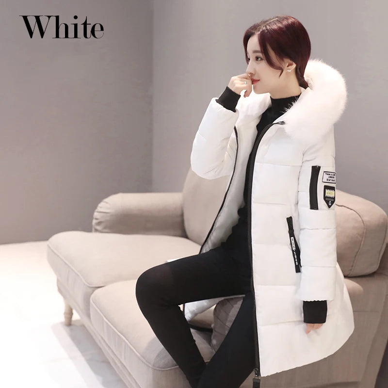 Parka Invierno Cuello Pelo Capucha - Abrigo Largo Cálido Elegante Mujer