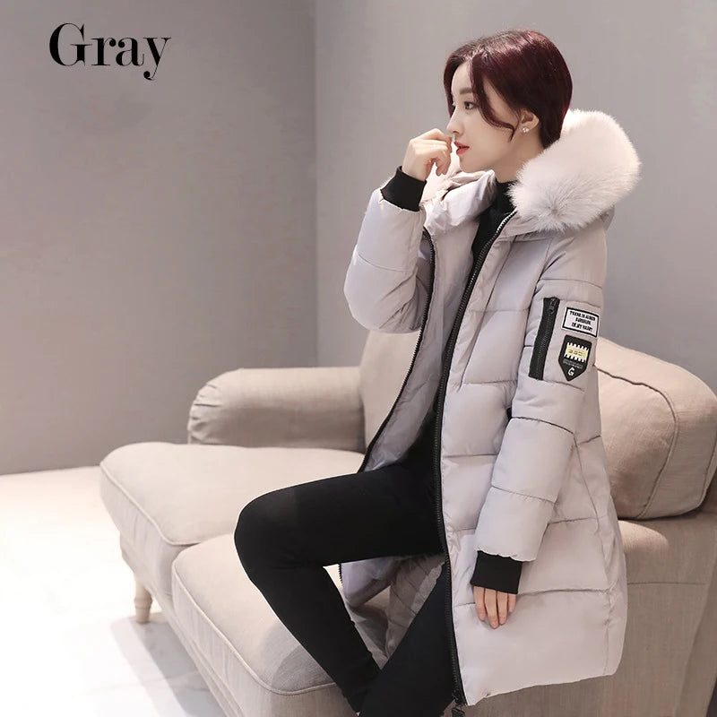 Parka Invierno Cuello Pelo Capucha - Abrigo Largo Cálido Elegante Mujer