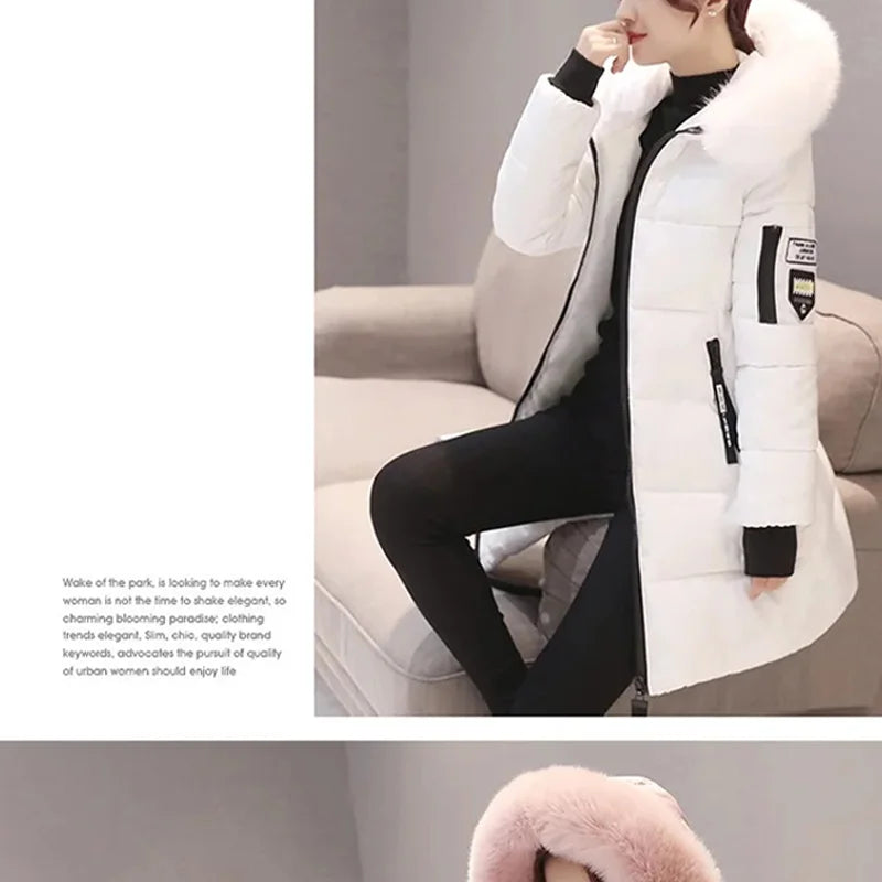 Parka Invierno Cuello Pelo Capucha - Abrigo Largo Cálido Elegante Mujer