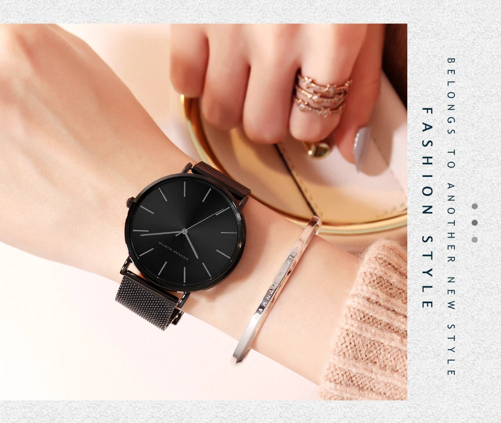 Reloj HANNAH MARTIN Rose Gold 36mm - Acero Inoxidable Cuarzo Japonés Mujer