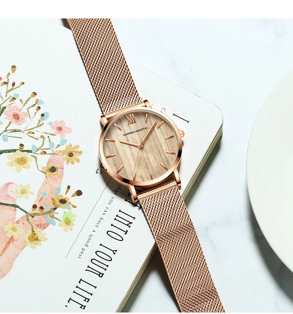 Reloj HANNAH MARTIN Rose Gold 36mm - Acero Inoxidable Cuarzo Japonés Mujer