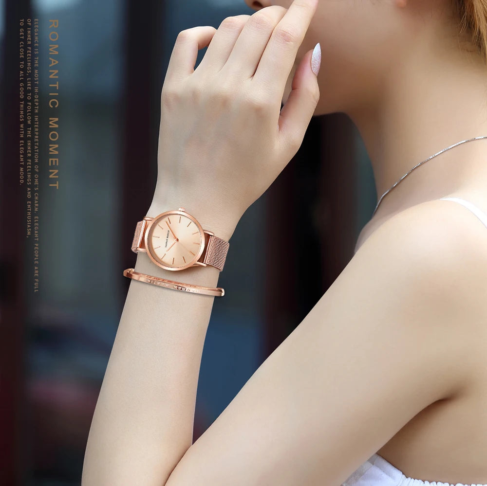 Reloj HANNAH MARTIN Rose Gold 36mm - Acero Inoxidable Cuarzo Japonés Mujer