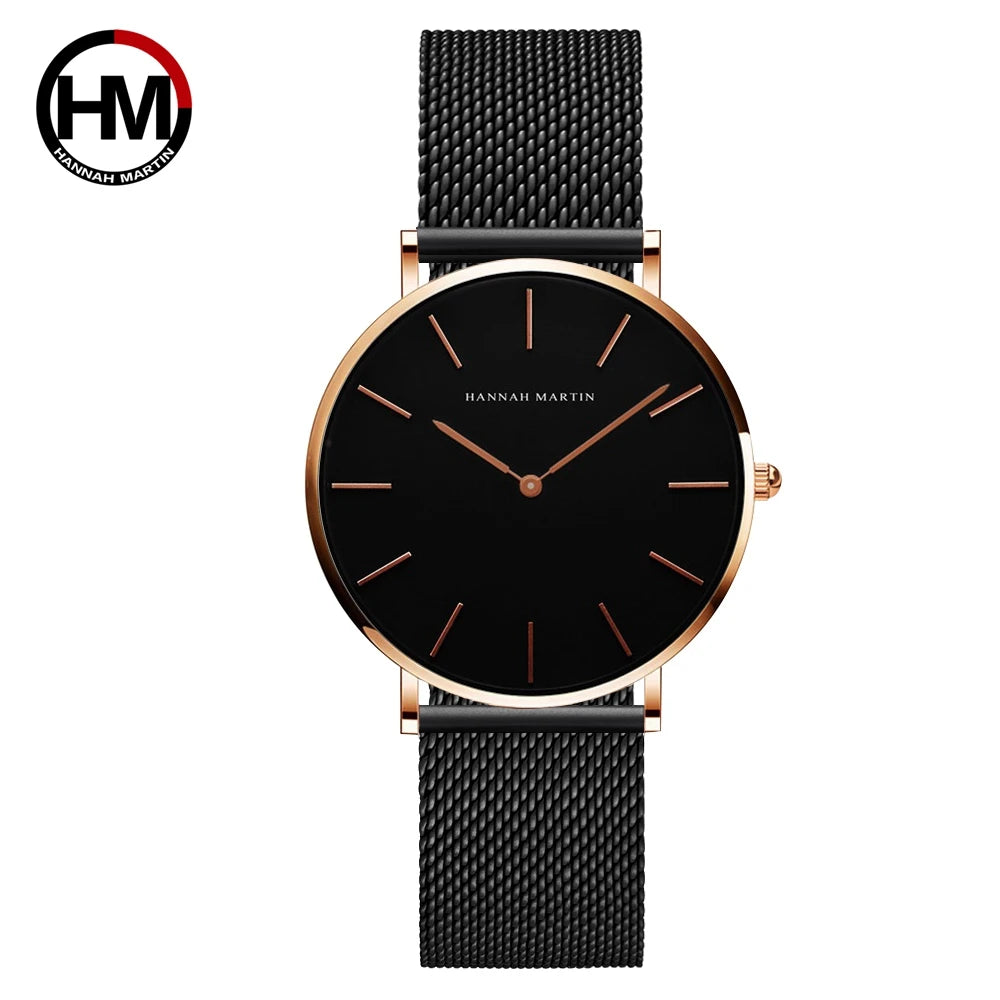 Reloj HANNAH MARTIN Rose Gold 36mm - Acero Inoxidable Cuarzo Japonés Mujer