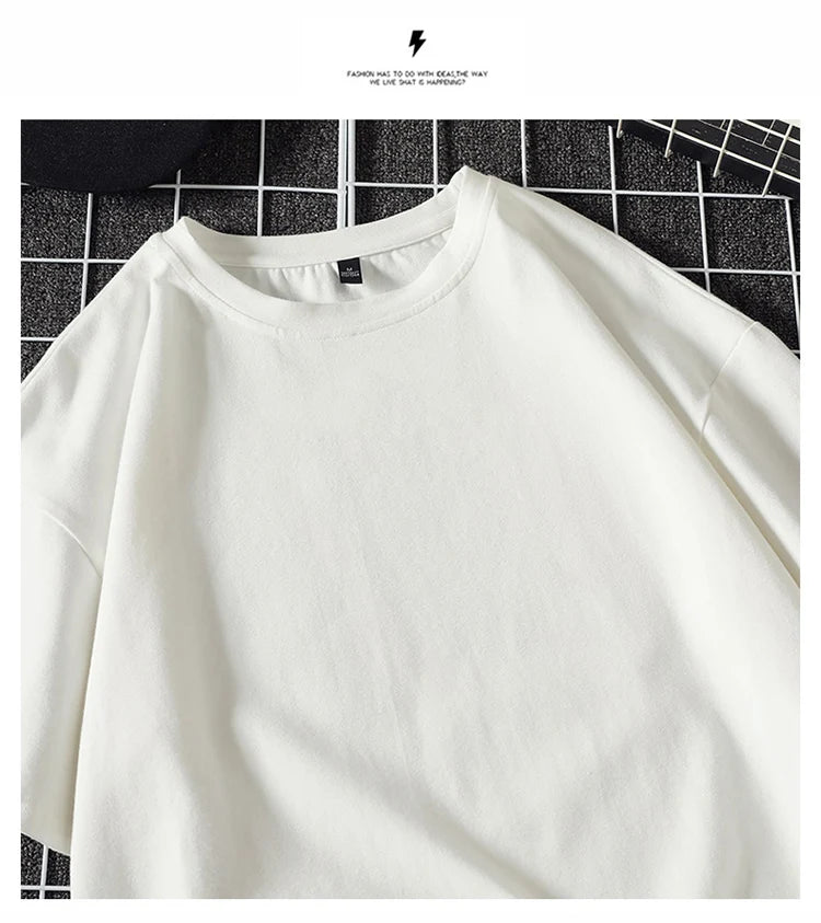 Camiseta Casual de Algodón - Manga Corta Holgada Hombre