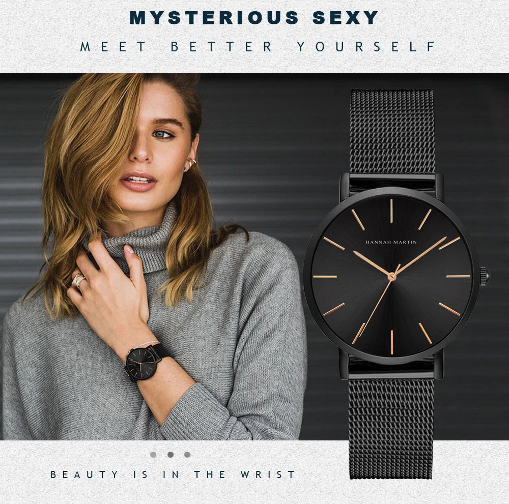 Reloj HANNAH MARTIN Rose Gold 36mm - Acero Inoxidable Cuarzo Japonés Mujer