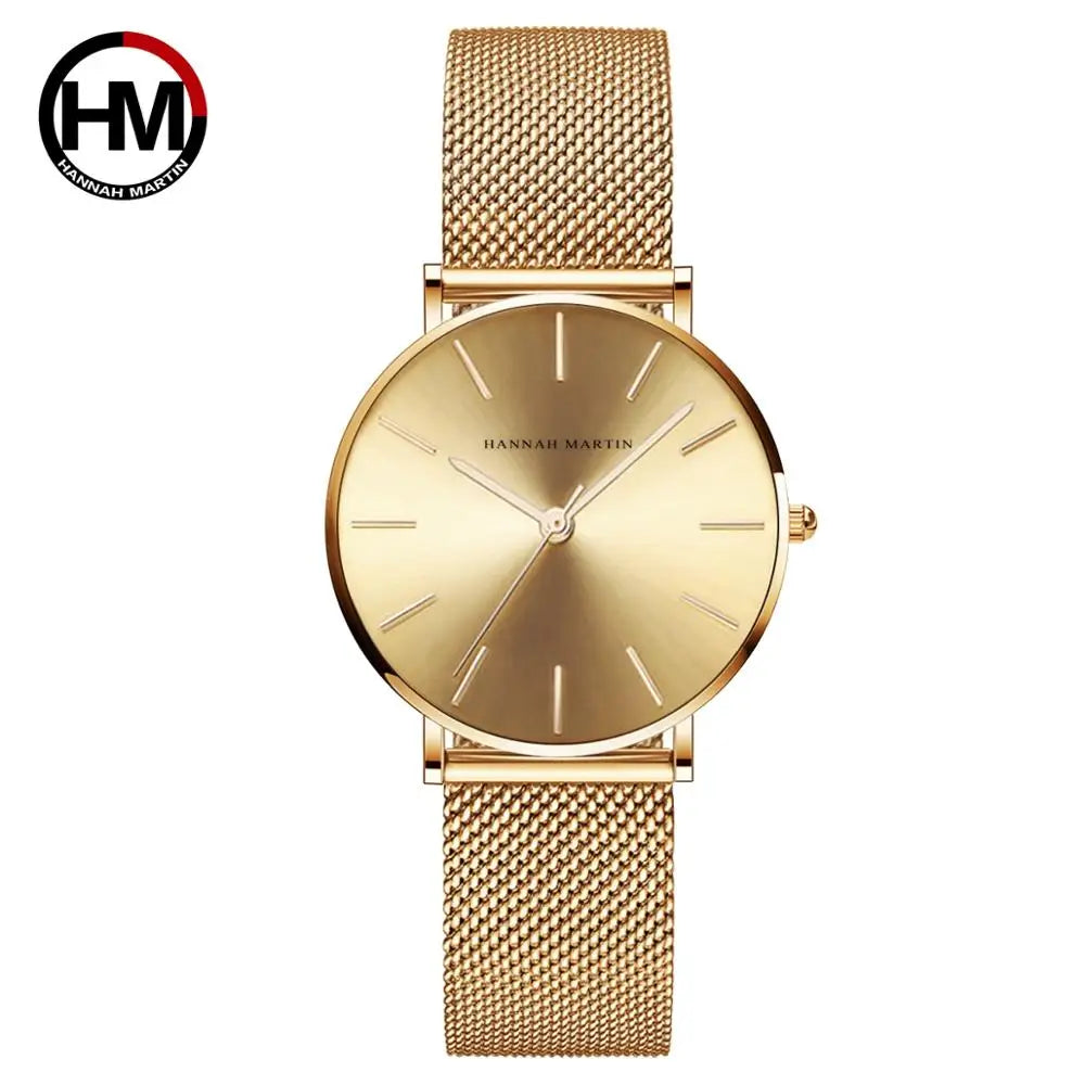 Reloj HANNAH MARTIN Rose Gold 36mm - Acero Inoxidable Cuarzo Japonés Mujer
