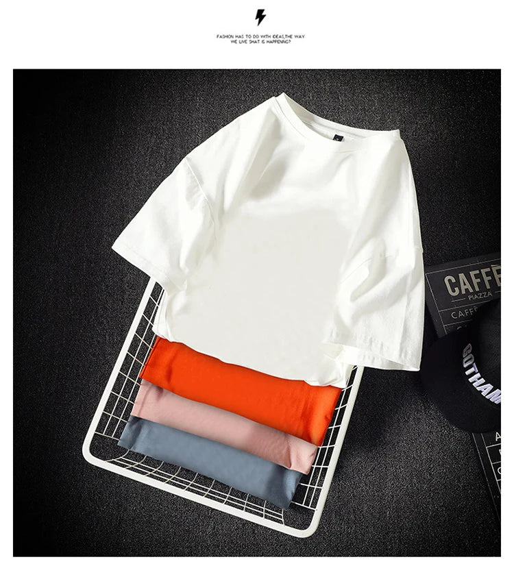 Camiseta Casual de Algodón - Manga Corta Holgada Hombre