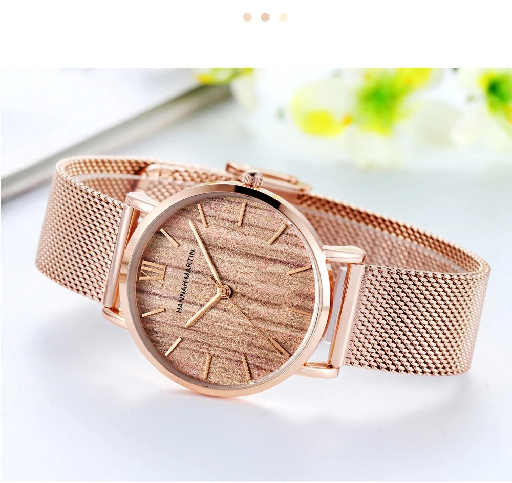 Reloj HANNAH MARTIN Rose Gold 36mm - Acero Inoxidable Cuarzo Japonés Mujer