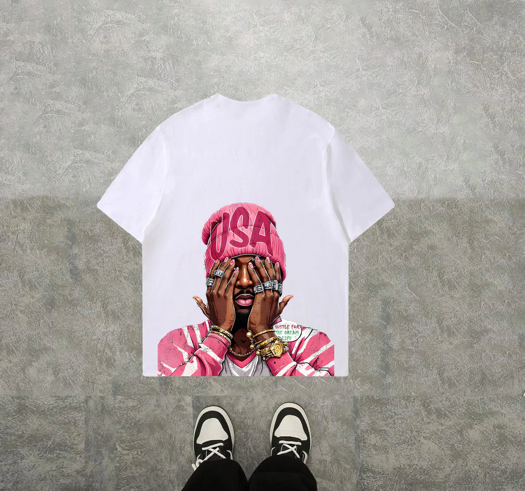 Camiseta Hip-Hop Estampada - Corte Holgado Streetwear Hombre