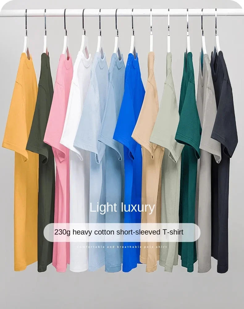 Camiseta Pesada de Algodón 100% - Manga Corta Casual Hombre