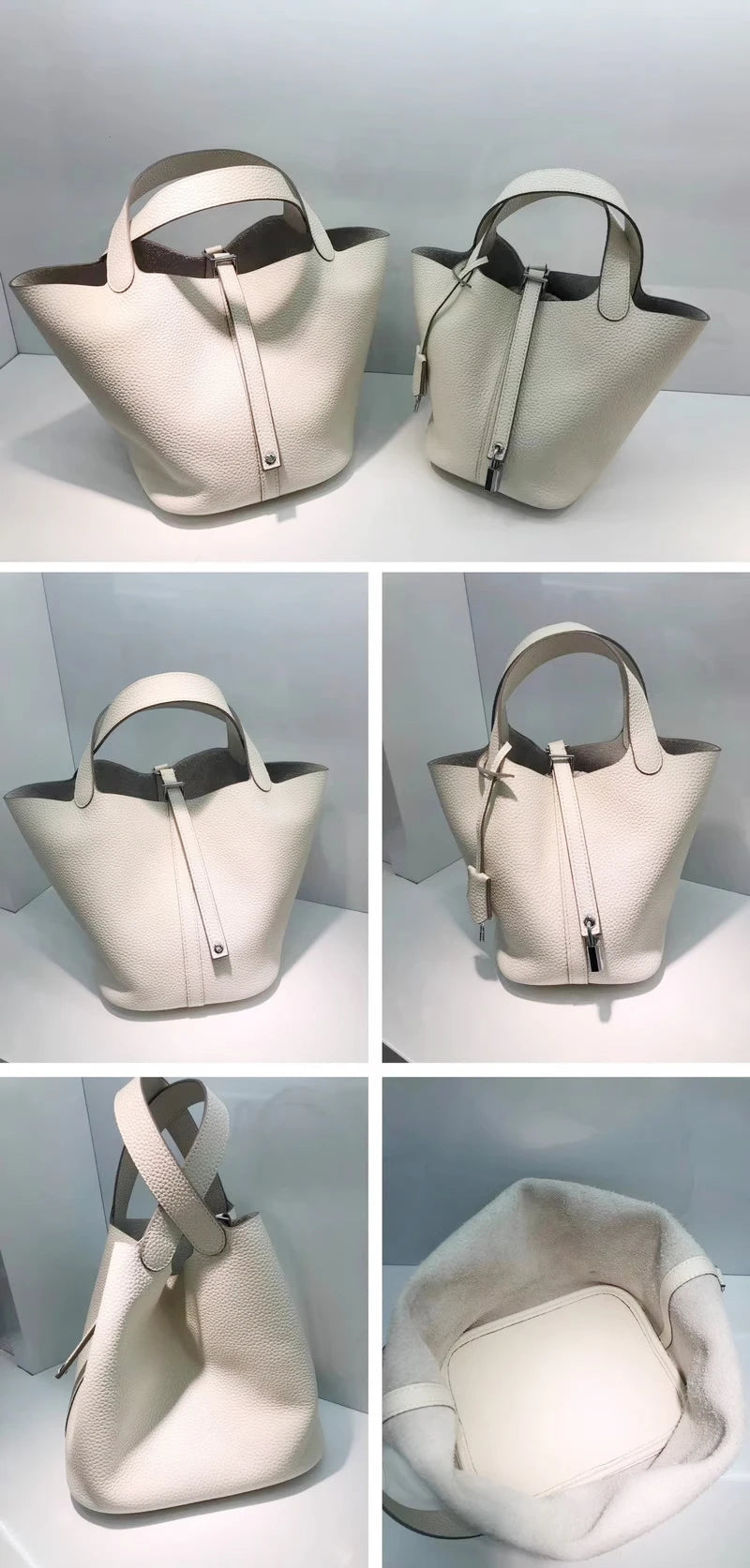 Bolso de Cuero Auténtico - Diseño Tipo Cubo Grande