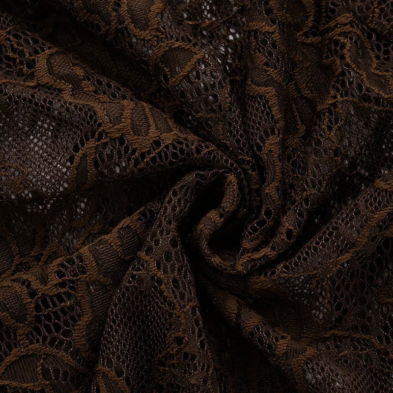 Vestido Maxi con Encaje Transparente - Un Hombro