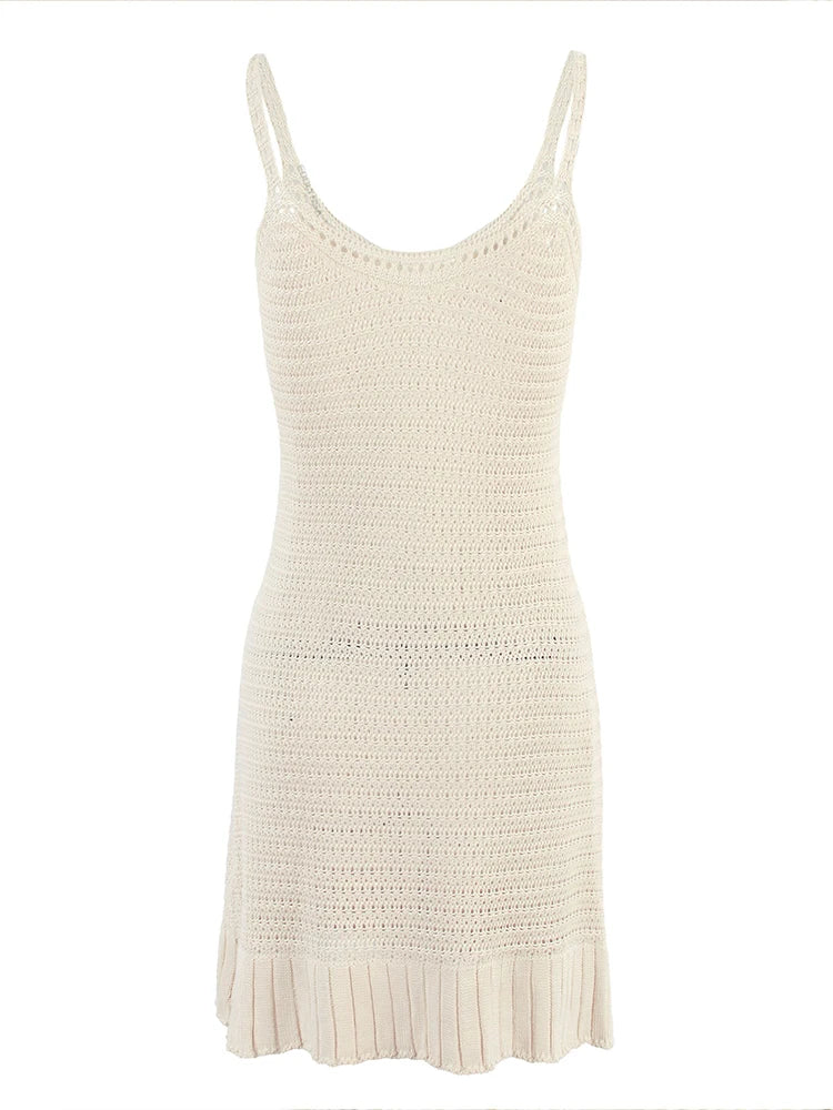 Vestido de Playa Crochet con Volantes - Cuello Halter