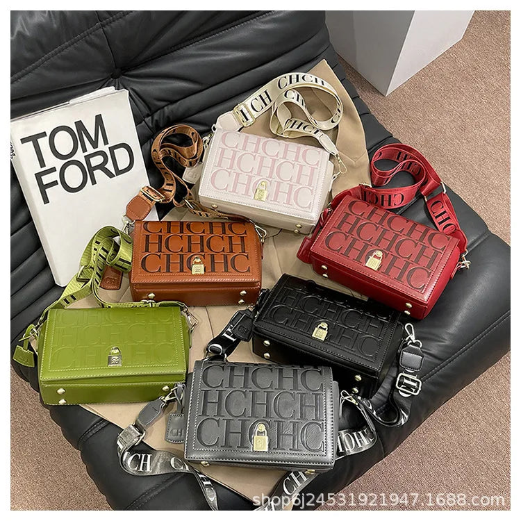 Bolso Bandolera Gran Capacidad con Letras en Relieve - Estilo Minimalista PU