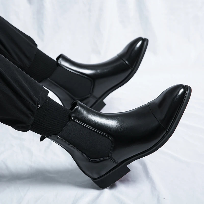 Chelsea Boots Hombre Suela Roja - Botines Business Slip-On Elegantes