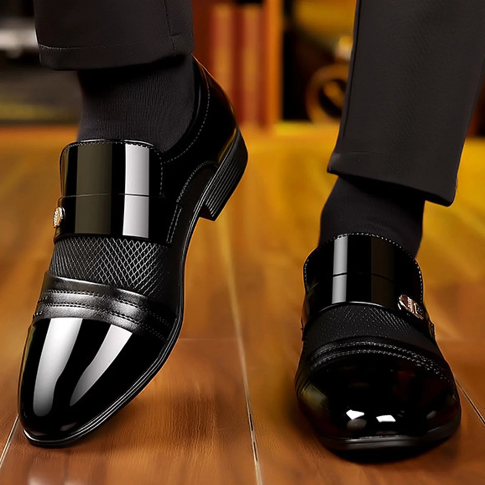 Zapatos Business Slip-On Brillantes - Punta Afilada Oficina Elegantes Hombre