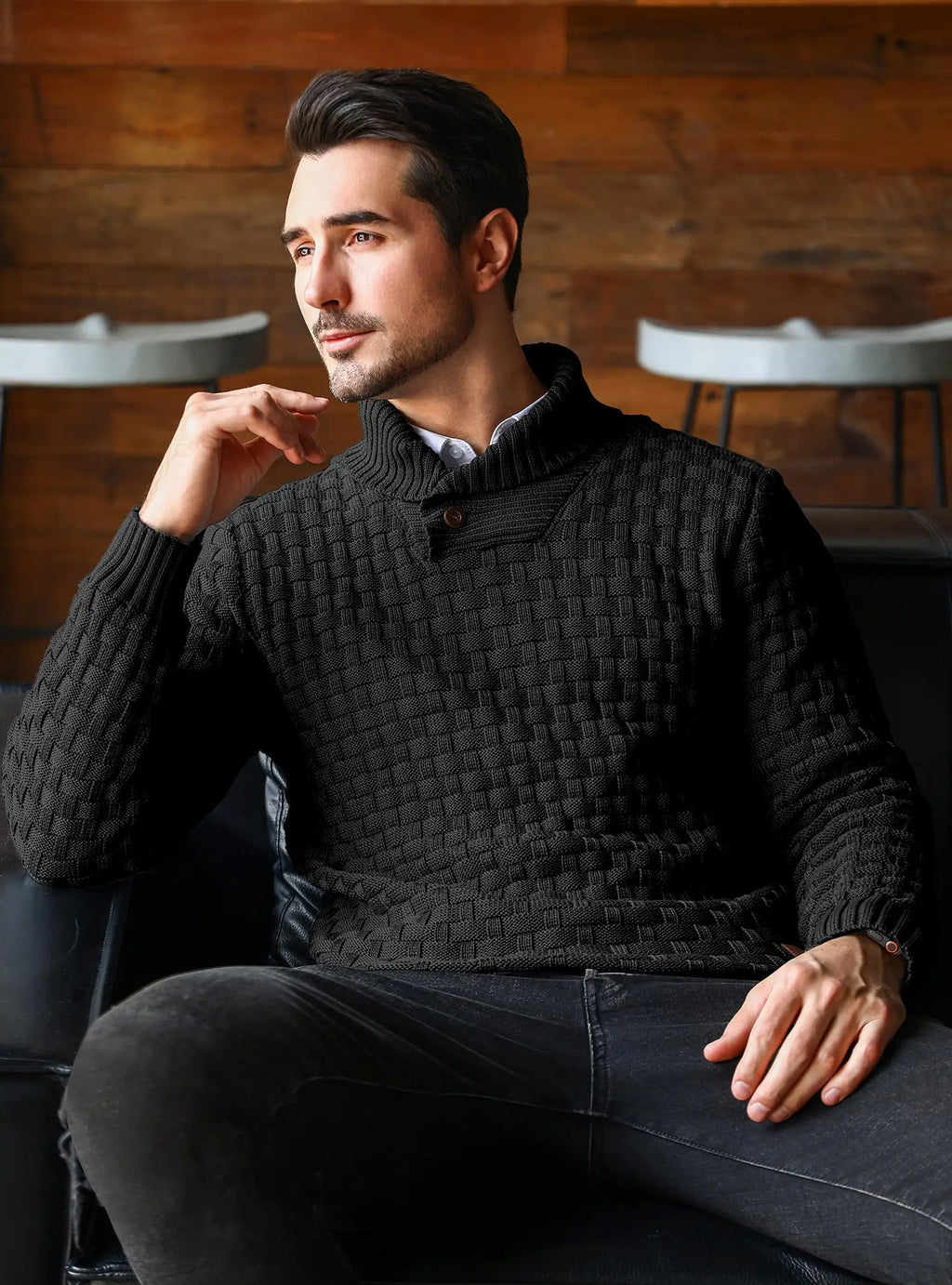 Suéter de Cuello Redondo Tejido - Cálido y Suave Hombre