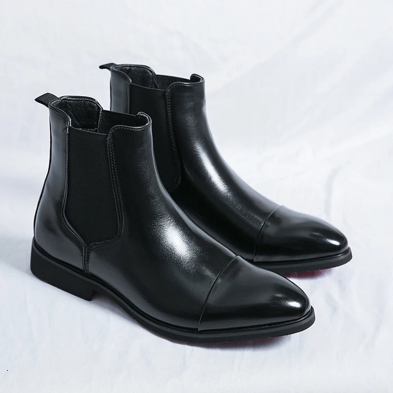Chelsea Boots Hombre Suela Roja - Botines Business Slip-On Elegantes