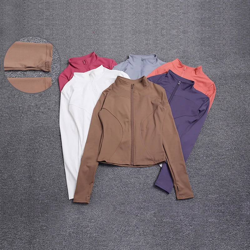 Chaqueta Deportiva con Cremallera - Manga Larga para Yoga y Gym