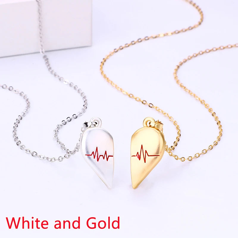 Collar Parejas Electrocardiograma Magnético - Corazón Latido San Valentín