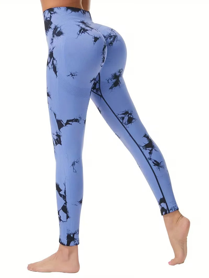 Leggings de Yoga Tie-Dye Sin Costuras - Cintura Alta