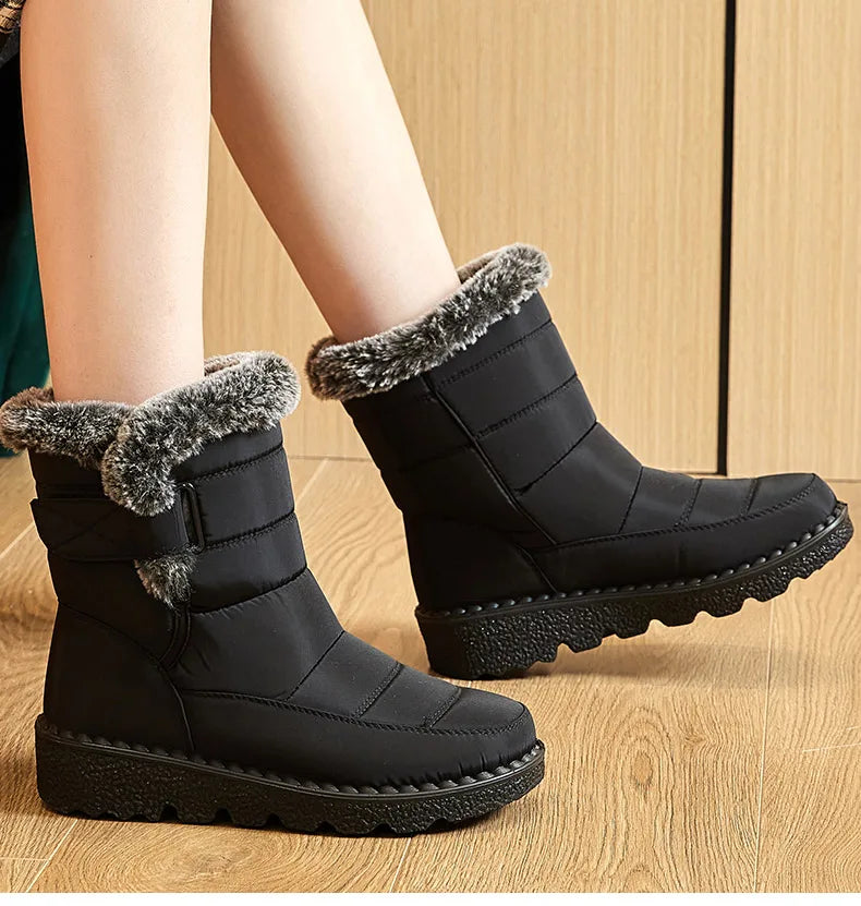 Botas Nieve Mujer Impermeables con Pelo - Botines Invierno Cálidos Antideslizantes