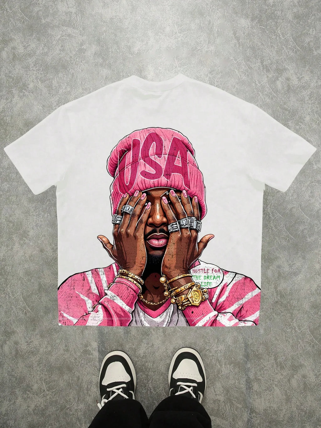 Camiseta Hip-Hop Estampada - Corte Holgado Streetwear Hombre