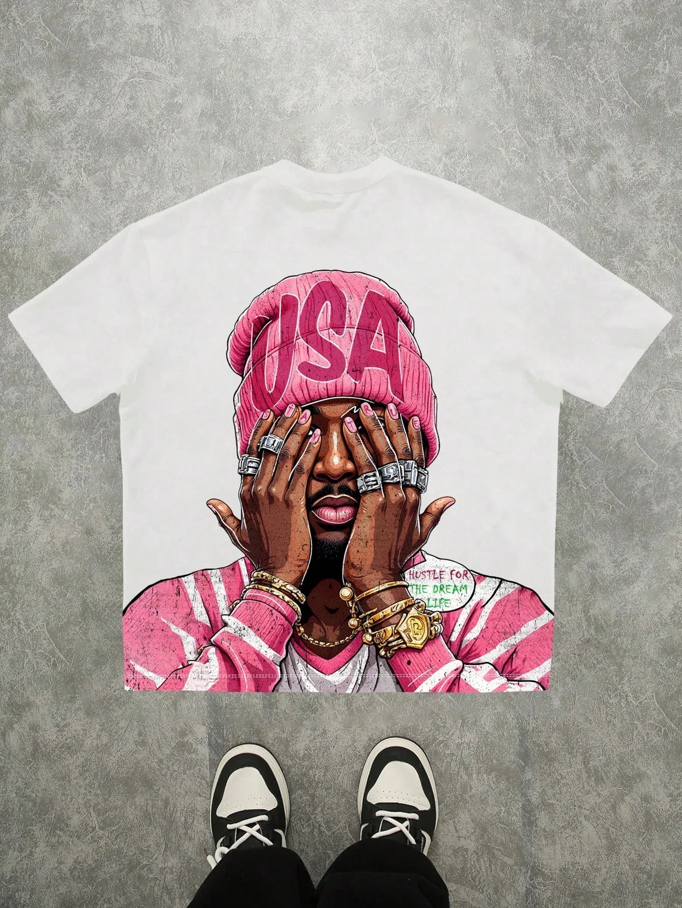 Camiseta Hip-Hop Estampada - Corte Holgado Streetwear Hombre