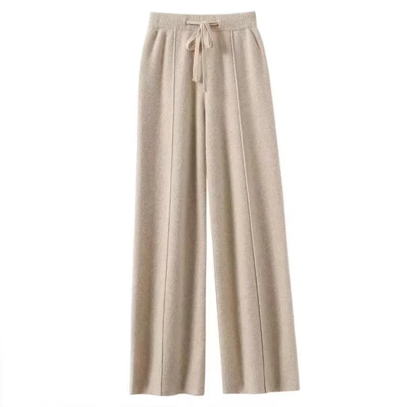 Pantalones de Lana Merino Pierna Ancha - Estilo Coreano