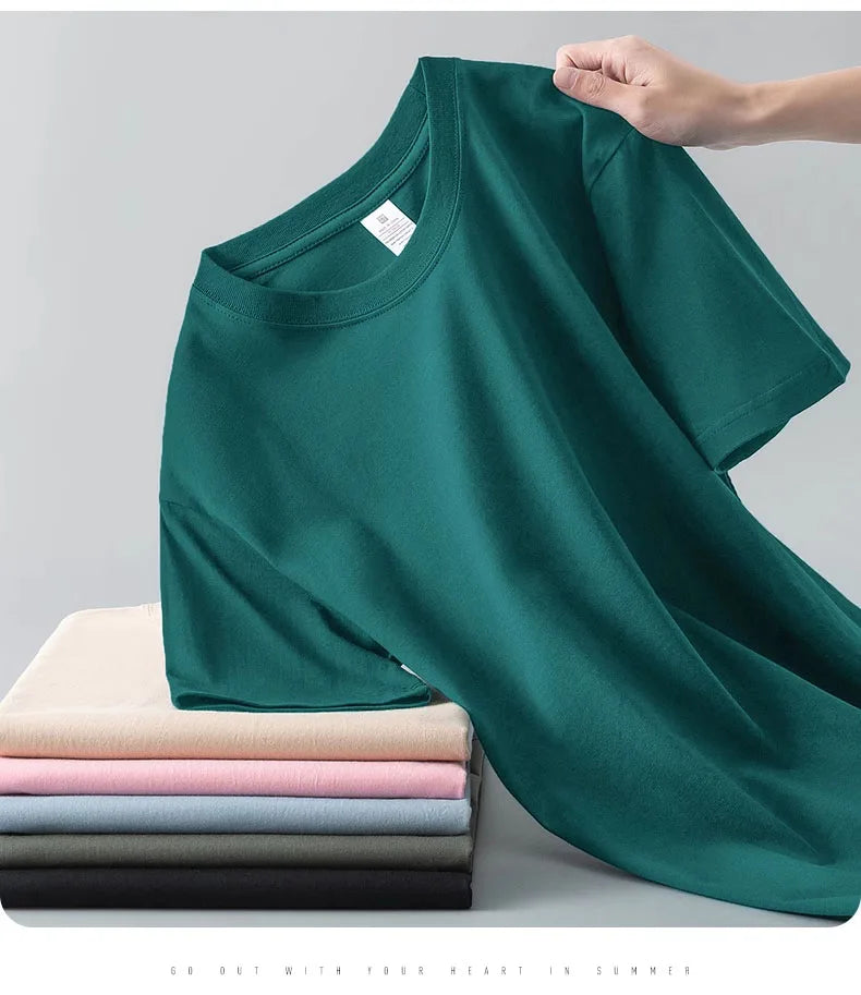 Camiseta Pesada de Algodón 100% - Manga Corta Casual Hombre