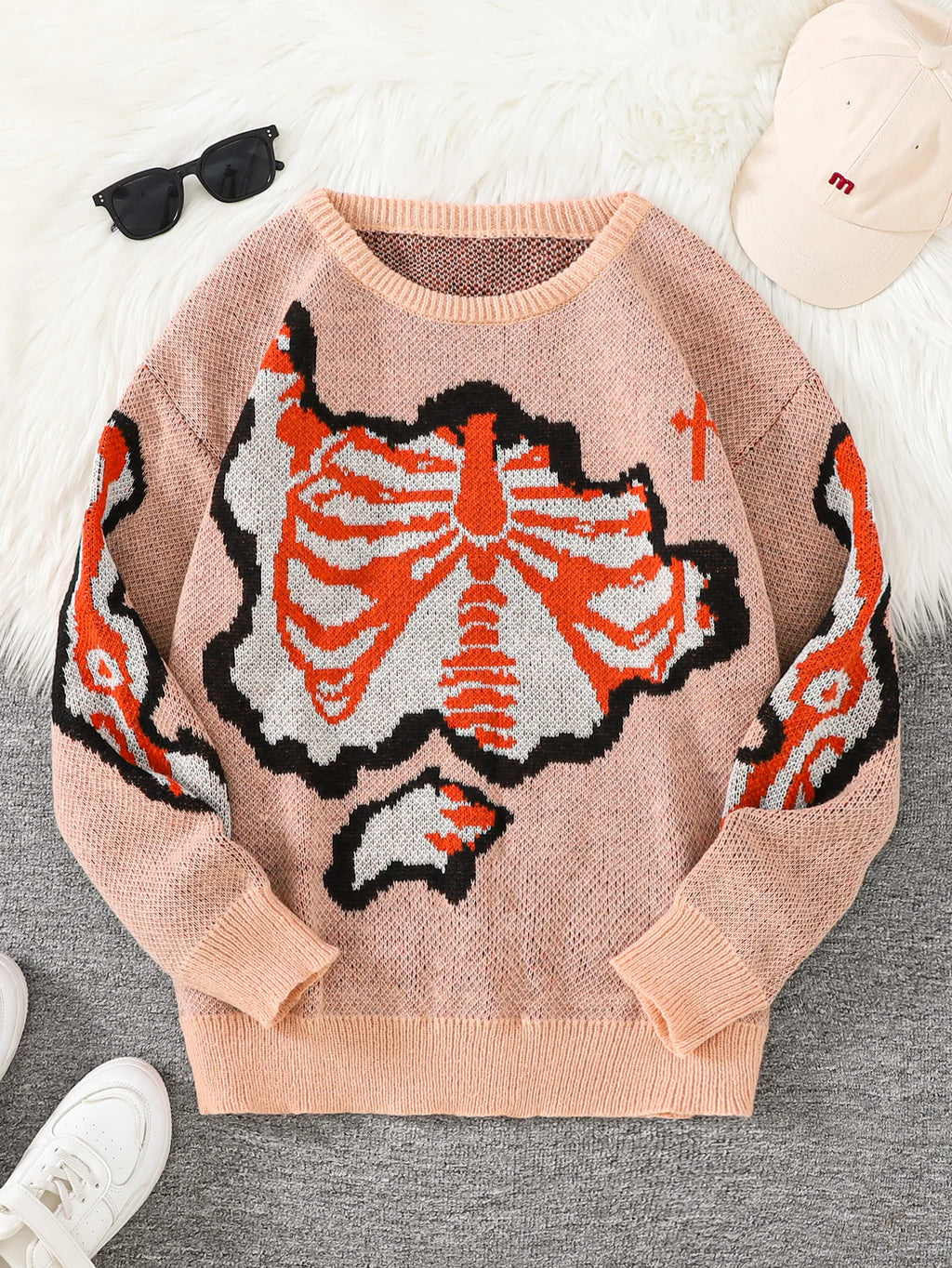 Suéter con Patrón Mariposa Jacquard - Cuello Redondo Casual Hombre