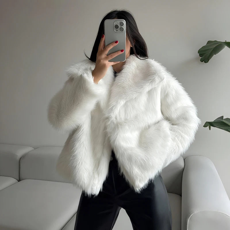 Abrigo Faux Fur Plush - Estilo Fluffy Otoño Invierno Mujer