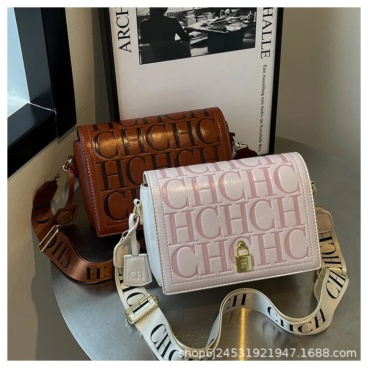 Bolso Bandolera Gran Capacidad con Letras en Relieve - Estilo Minimalista PU