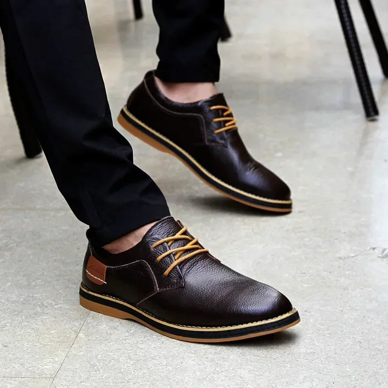 Zapatos Oxford Cuero Genuino Brogue - Estilo Italiano Elegantes Hombre
