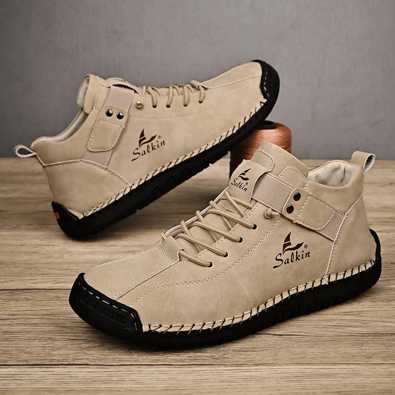 Zapatos Cuero Artesanales Hombre 2025 - Sneakers Transpirables Diseño Premium