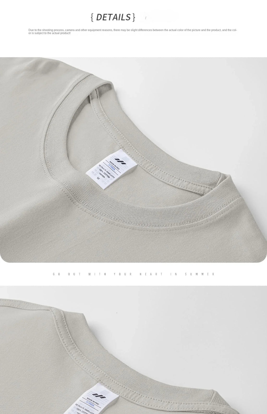 Camiseta Pesada de Algodón 100% - Manga Corta Casual Hombre