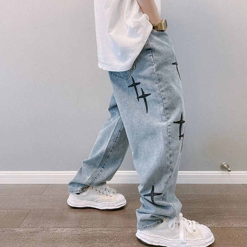 Jeans Streetwear Baggy Pierna Ancha - Estilo Coreano Cargo Hombre