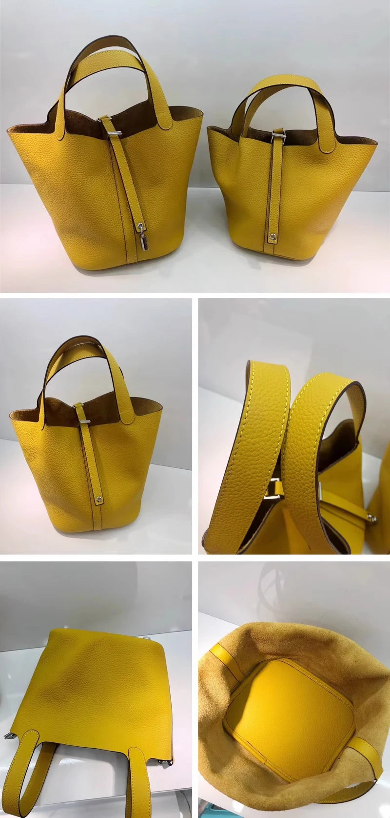 Bolso de Cuero Auténtico - Diseño Tipo Cubo Grande