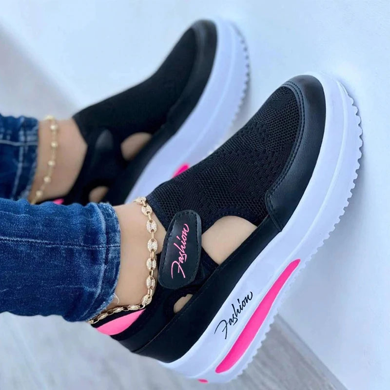 Zapatillas Plataforma Malla Mujer - Deportivas Casuales Caladas Transpirables