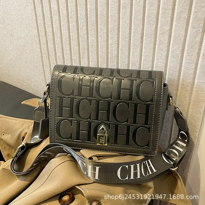 Bolso Bandolera Gran Capacidad con Letras en Relieve - Estilo Minimalista PU