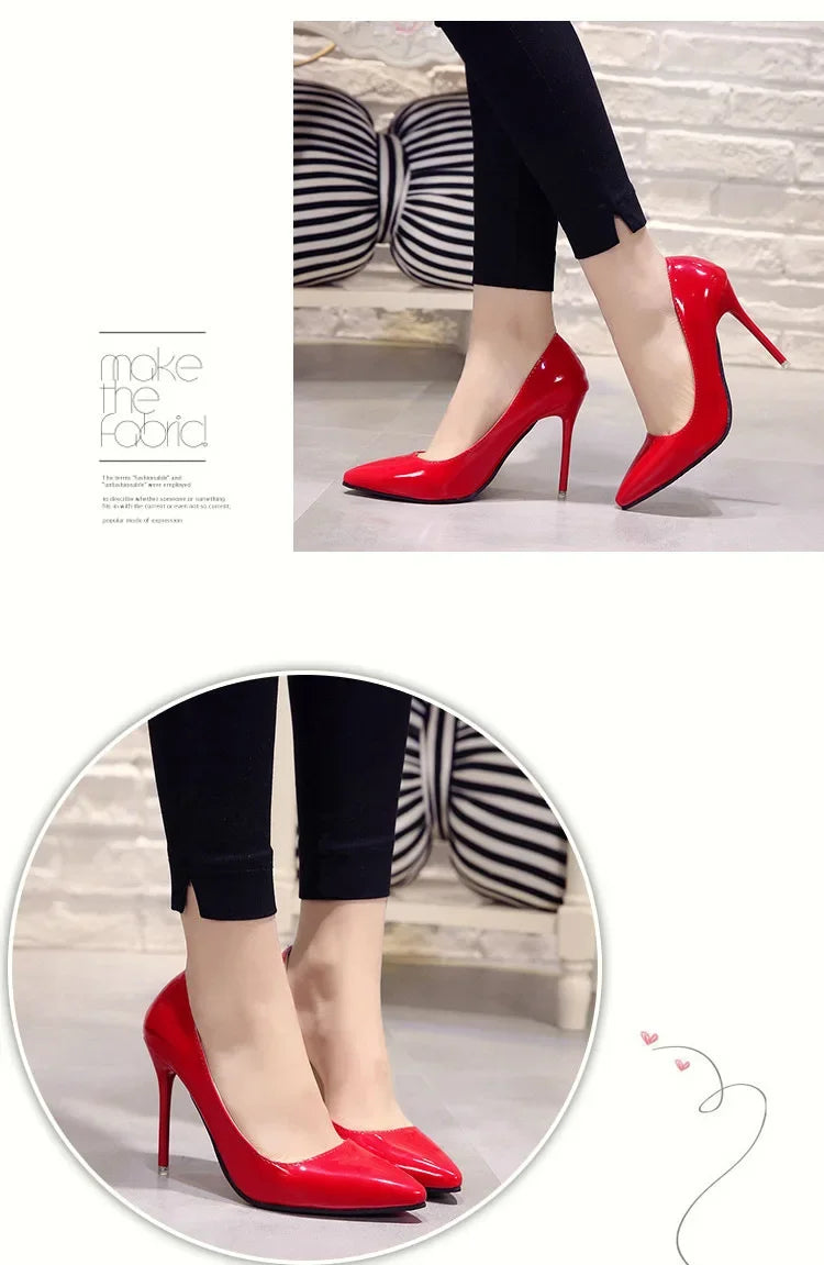 Zapatos Tacón Alto Stiletto Mujer - Punta Afilada Charol Boda Fiesta