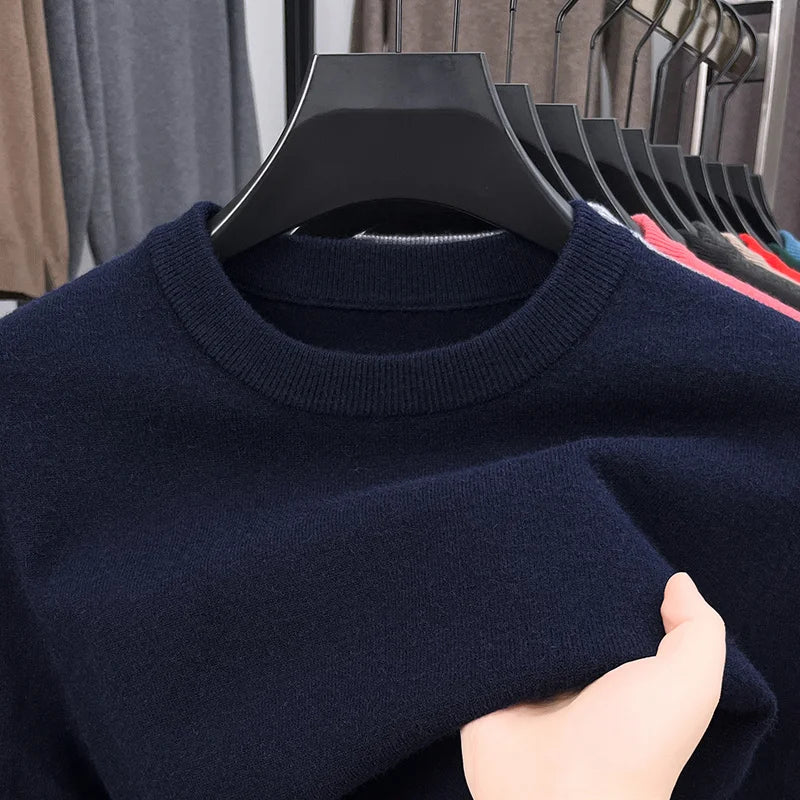 Suéter Casual con Patrón Diamante - Cuello Redondo Tejido Hombre