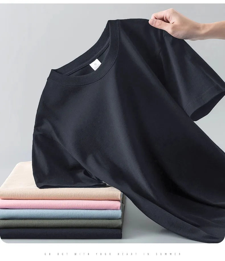 Camiseta Pesada de Algodón 100% - Manga Corta Casual Hombre