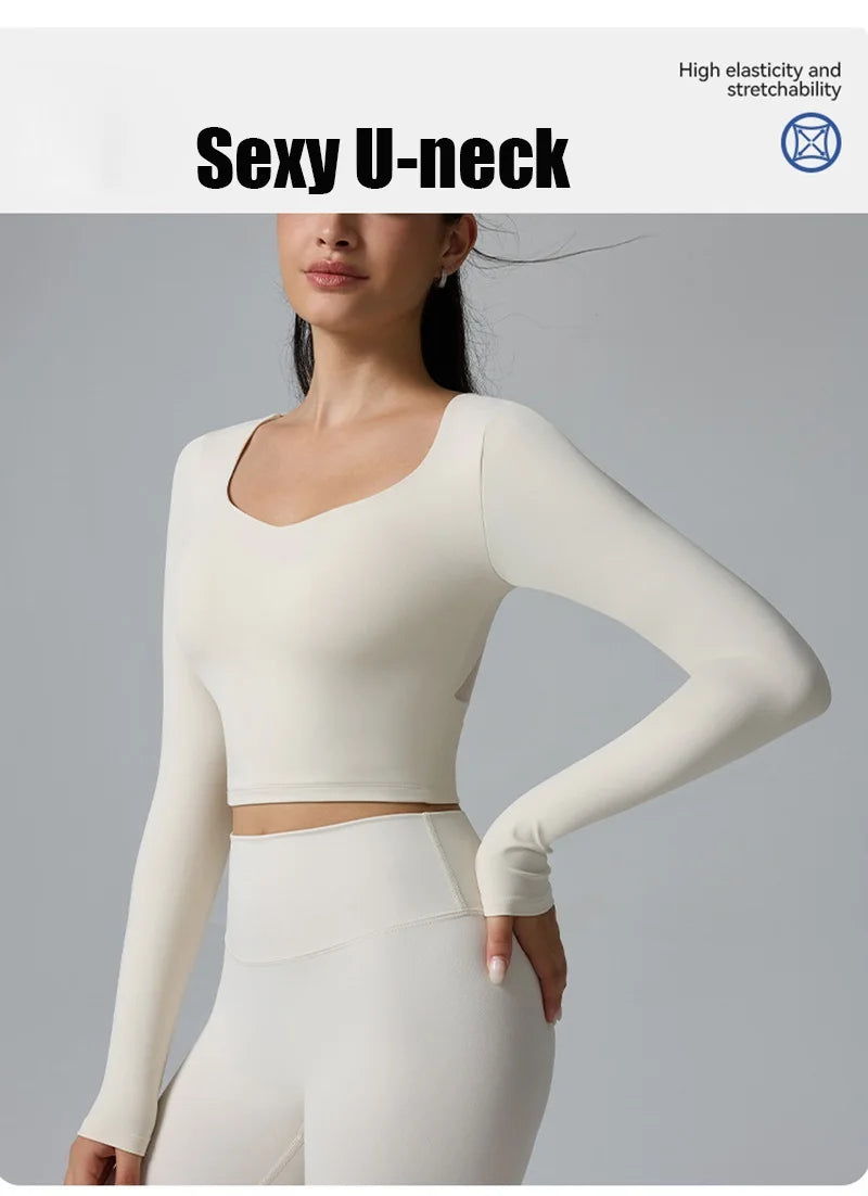Cloud Hide White Yoga Shirts Long Sleeve Pilates Ballet Blouse Sexy Women Sports Gym Fitness Top Running T-Shirt Workout Shirt