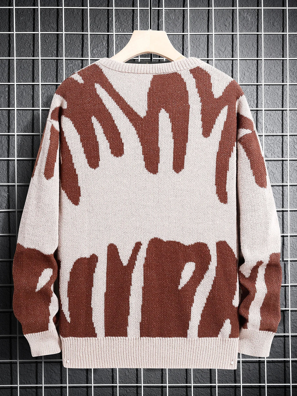 Suéter con Patrón Jacquard Irregular - Cuello Redondo Hombre