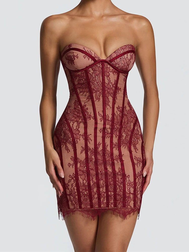 Vestido Maxi con Corsé de Gasa - Sin Tirantes