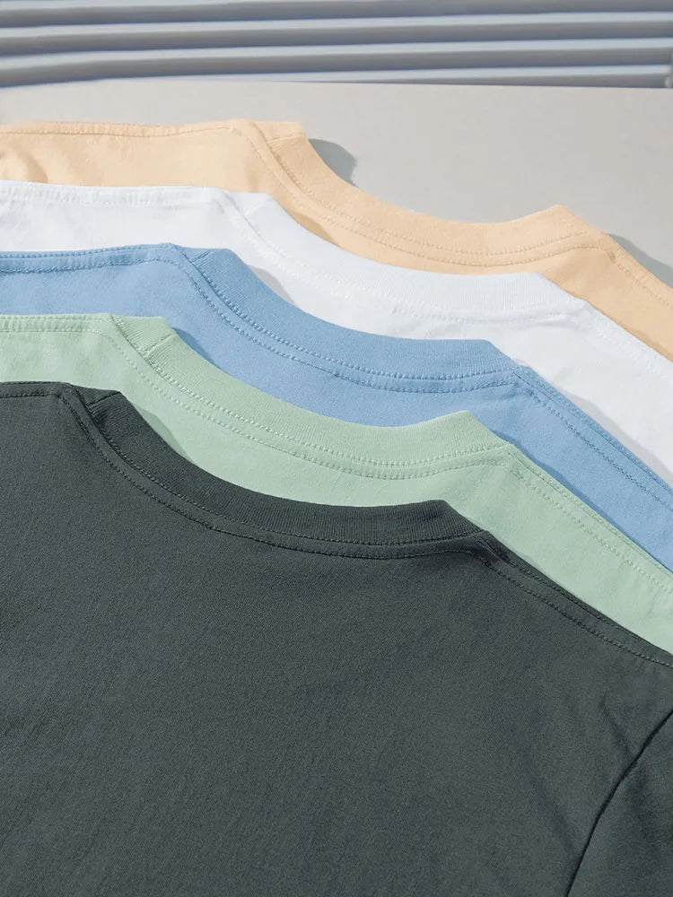 Camiseta Pesada de Algodón 100% - Manga Corta Casual Hombre