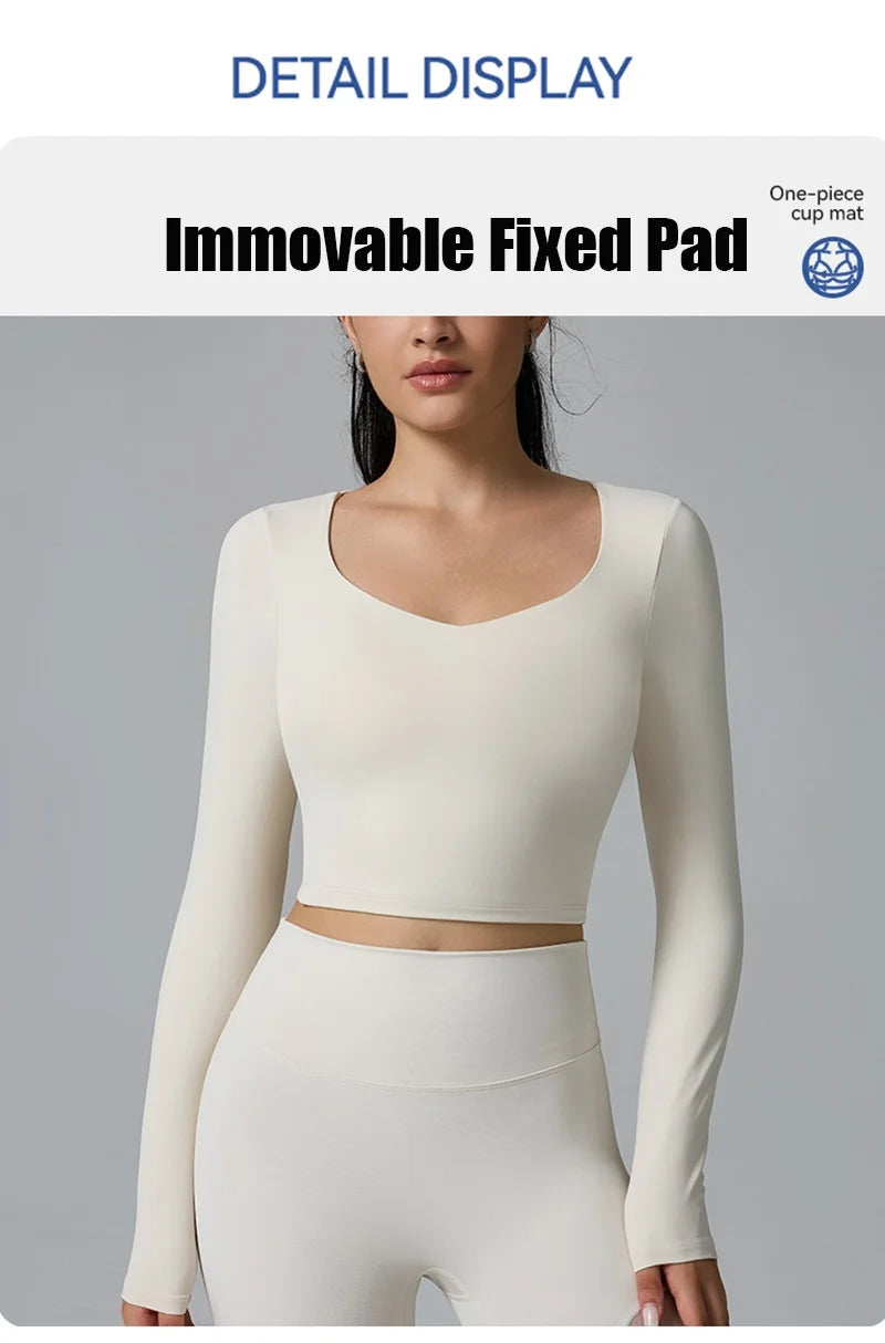 Cloud Hide White Yoga Shirts Long Sleeve Pilates Ballet Blouse Sexy Women Sports Gym Fitness Top Running T-Shirt Workout Shirt